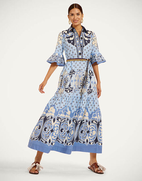 La DoubleJ Artemis Dress Cocoon Plac&eacute;e Blue DRE0201COT097COC02BU03