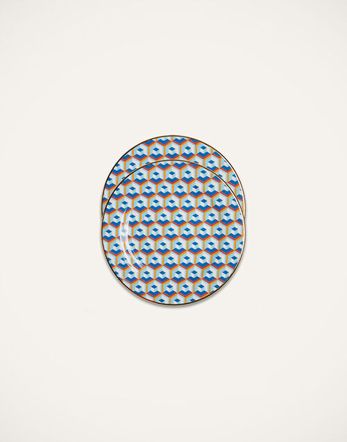 La DoubleJ Dessert Plate Set of 2 Cubi Blu DIS0048CER001CUB0004