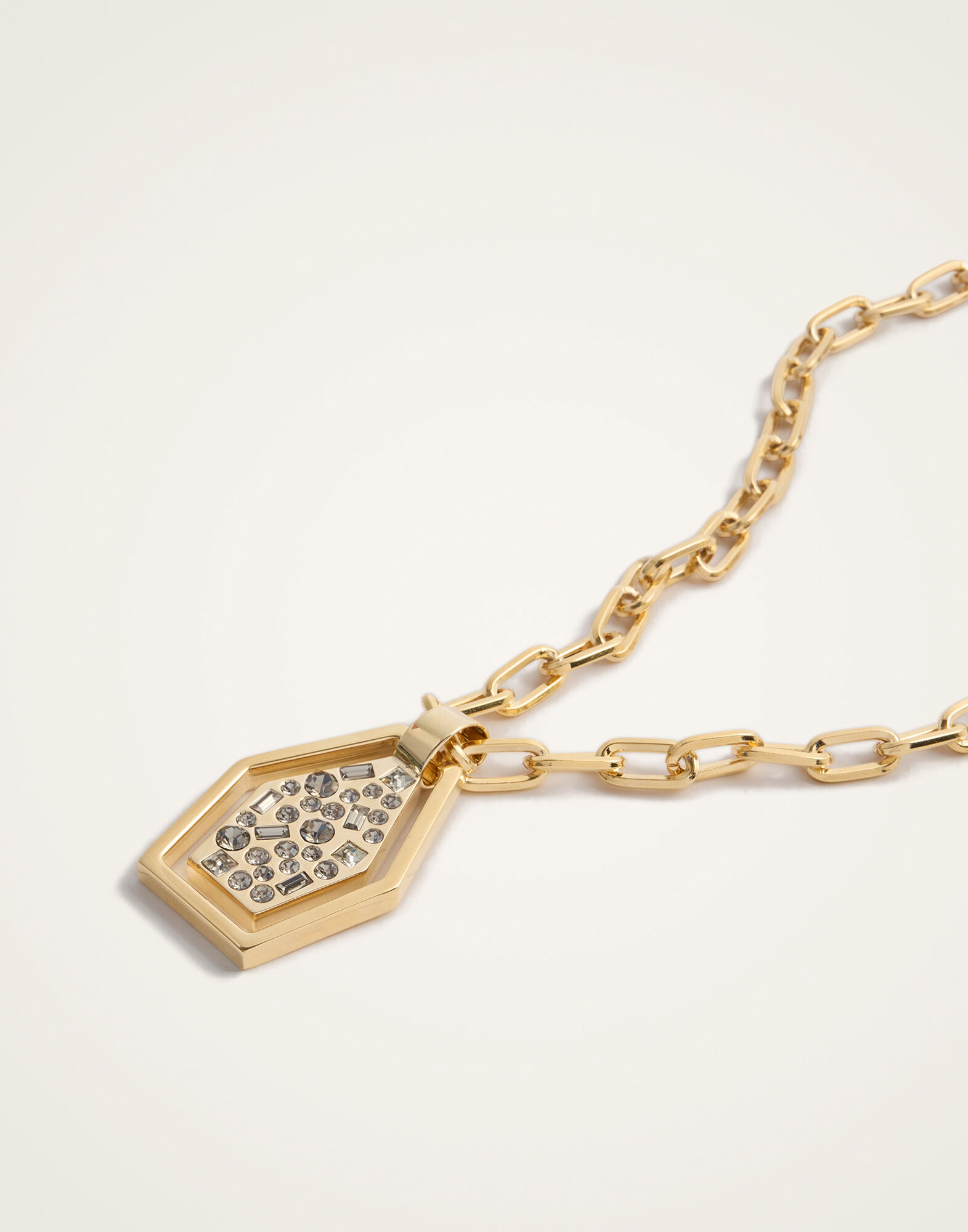 La DoubleJ Sparkly Swinging Portal Necklace 24K Gold Plate & Swarovski Crystals NEC0042BRA007SOLIDYE05