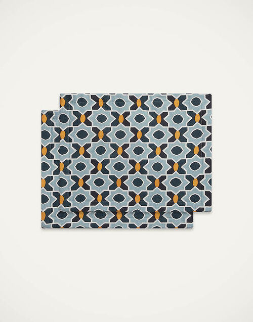 La DoubleJ Placemat Set Of 2 Plaza Small Light Blue PMT0001COT005PLA07BU01