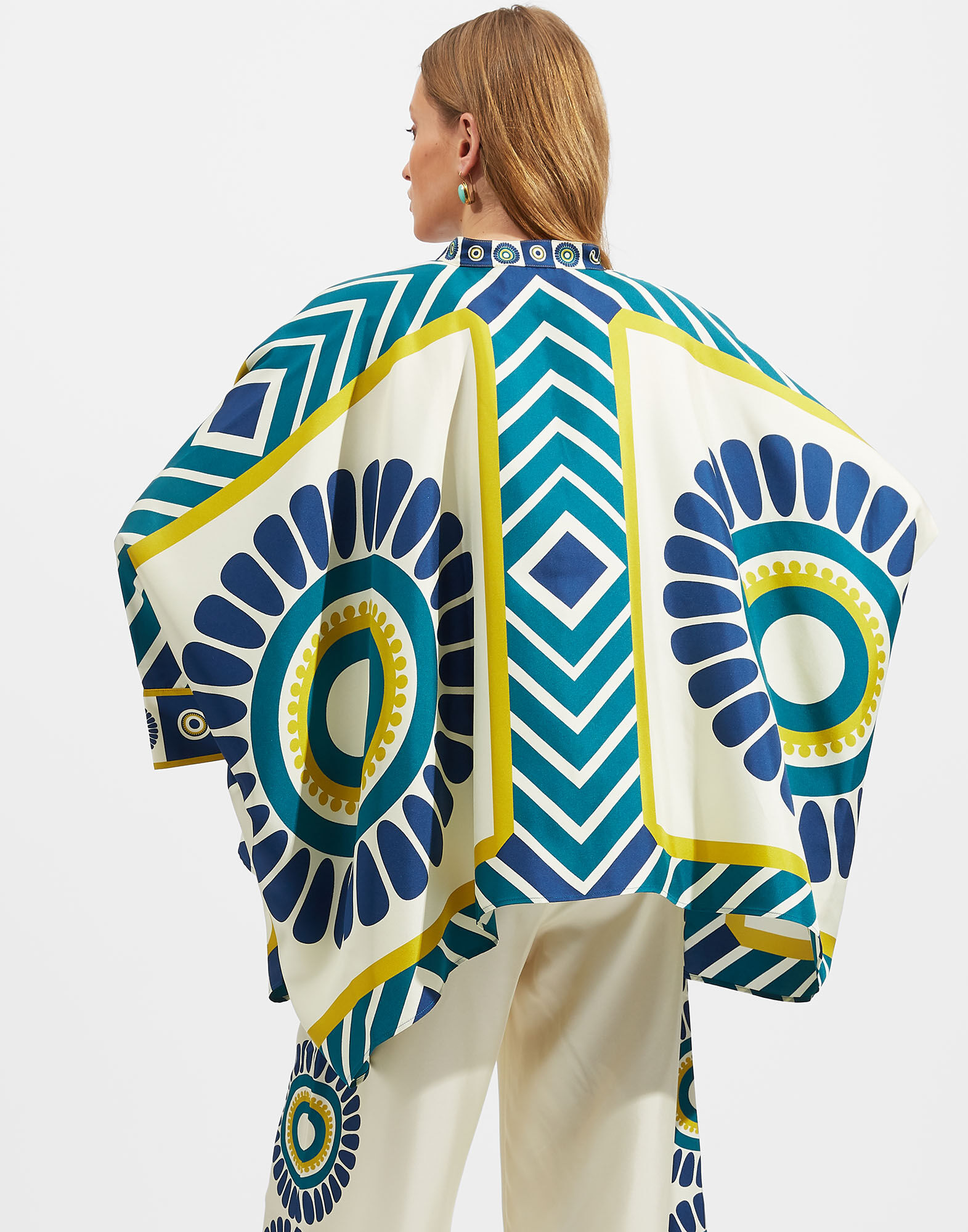 La DoubleJ Foulard Shirt White Solar Plac&eacute;e SHI0059SIL006SOL0003