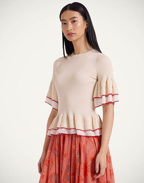 La DoubleJ Peplum Tee Solid Light Beige PUL0246KNI148VA335BR01