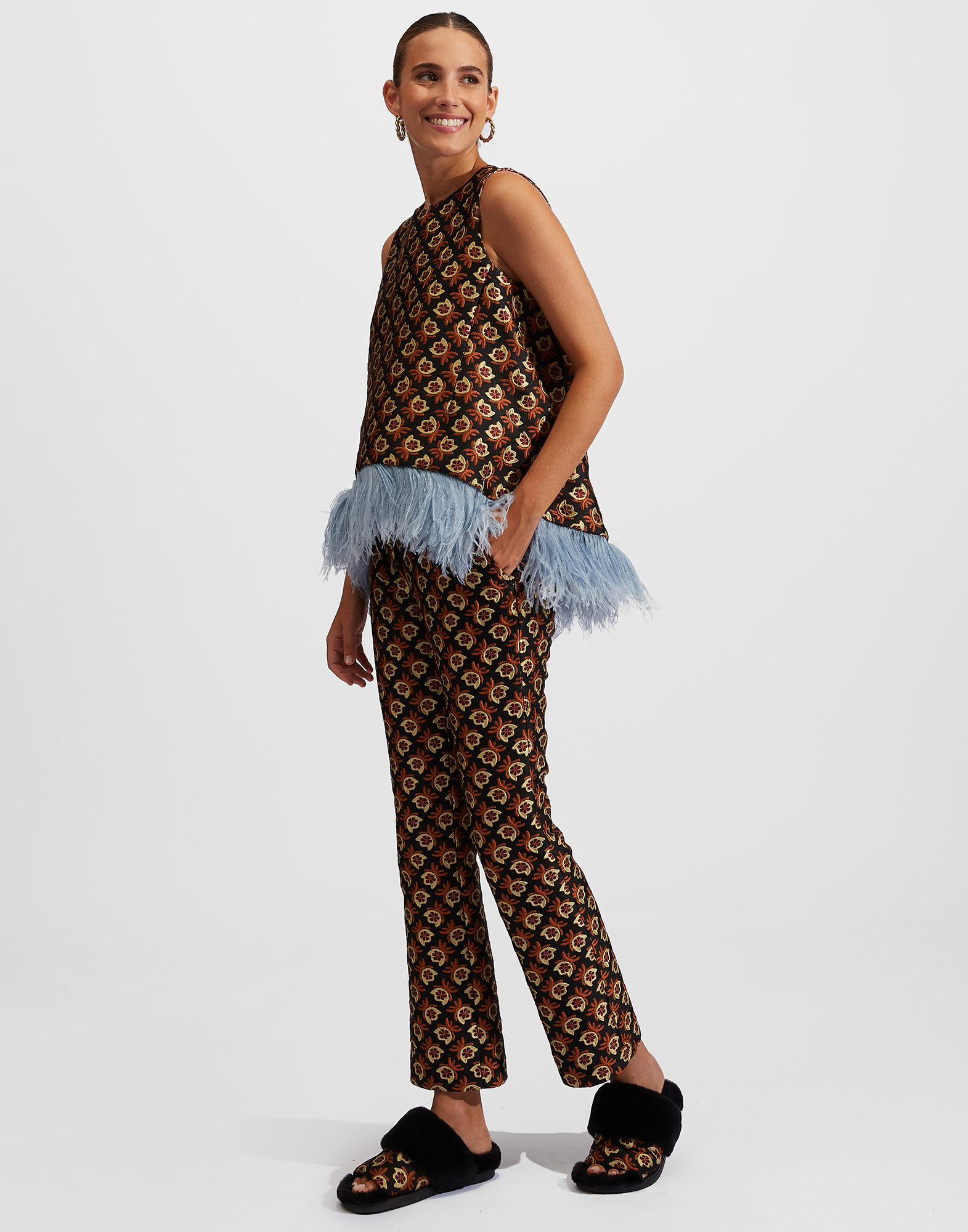 La DoubleJ La Scala Top (With Feathers) Bella Nero TOP0013JAC034MUL0049