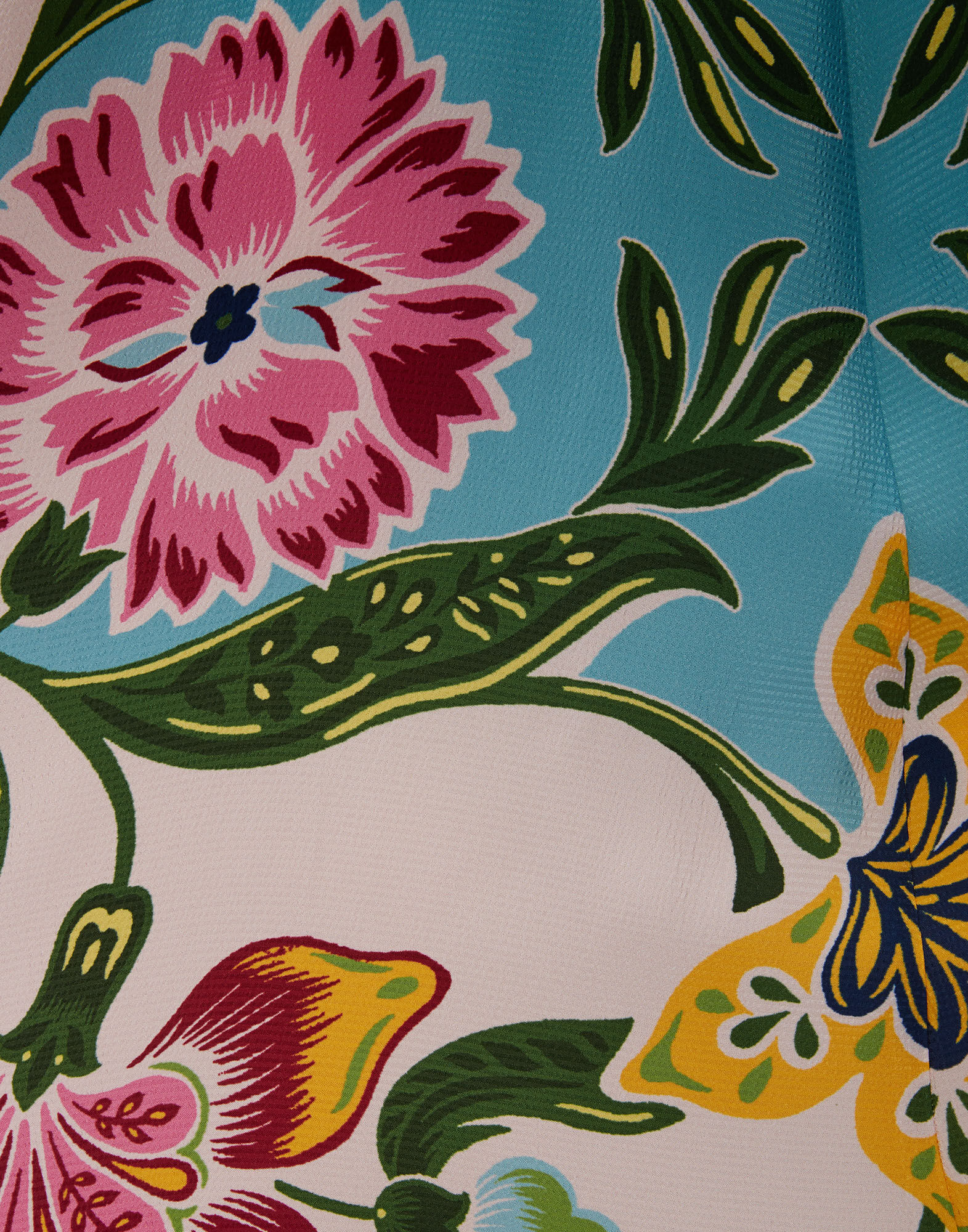 La DoubleJ Magnifico Dress Folk Flowers Azzurro Plac&eacute;e DRE0232VIS004FFL0005