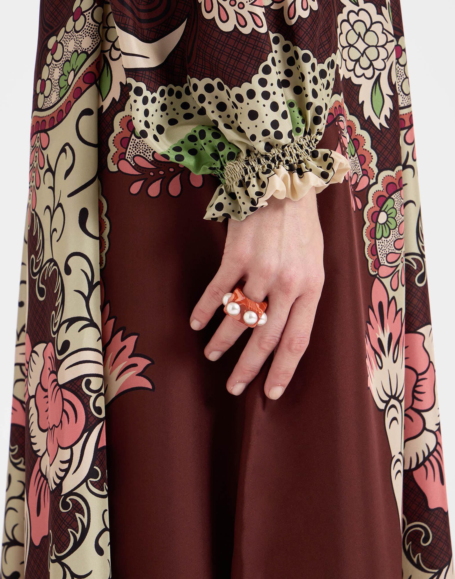 La DoubleJ Cerere Dress Portal Plac&eacute;e Brown DRE0399SIL009POR02BR11