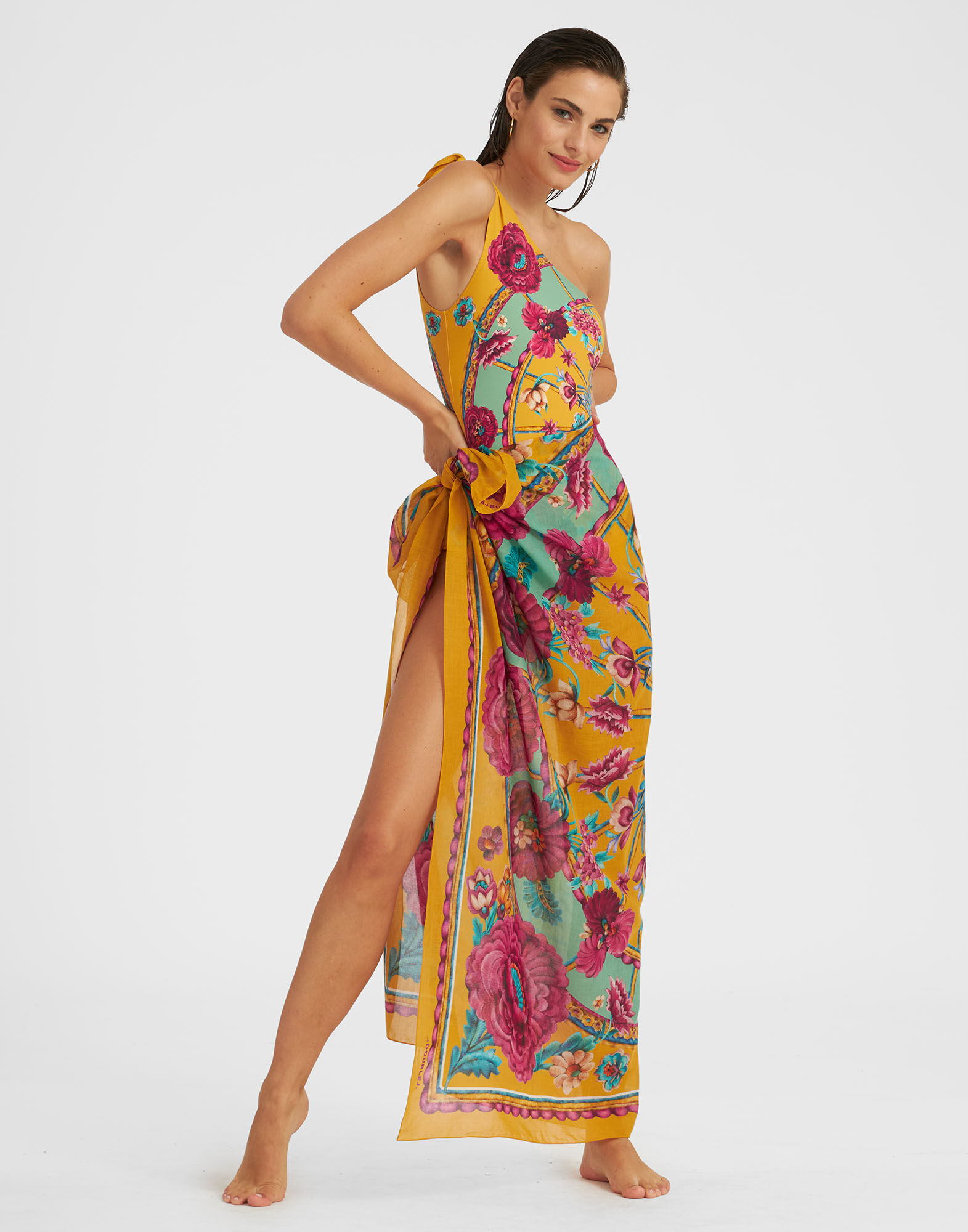 La DoubleJ Pareo Zodiac Plac&eacute;e Marigold SCA0051COT021ZOD01OR02