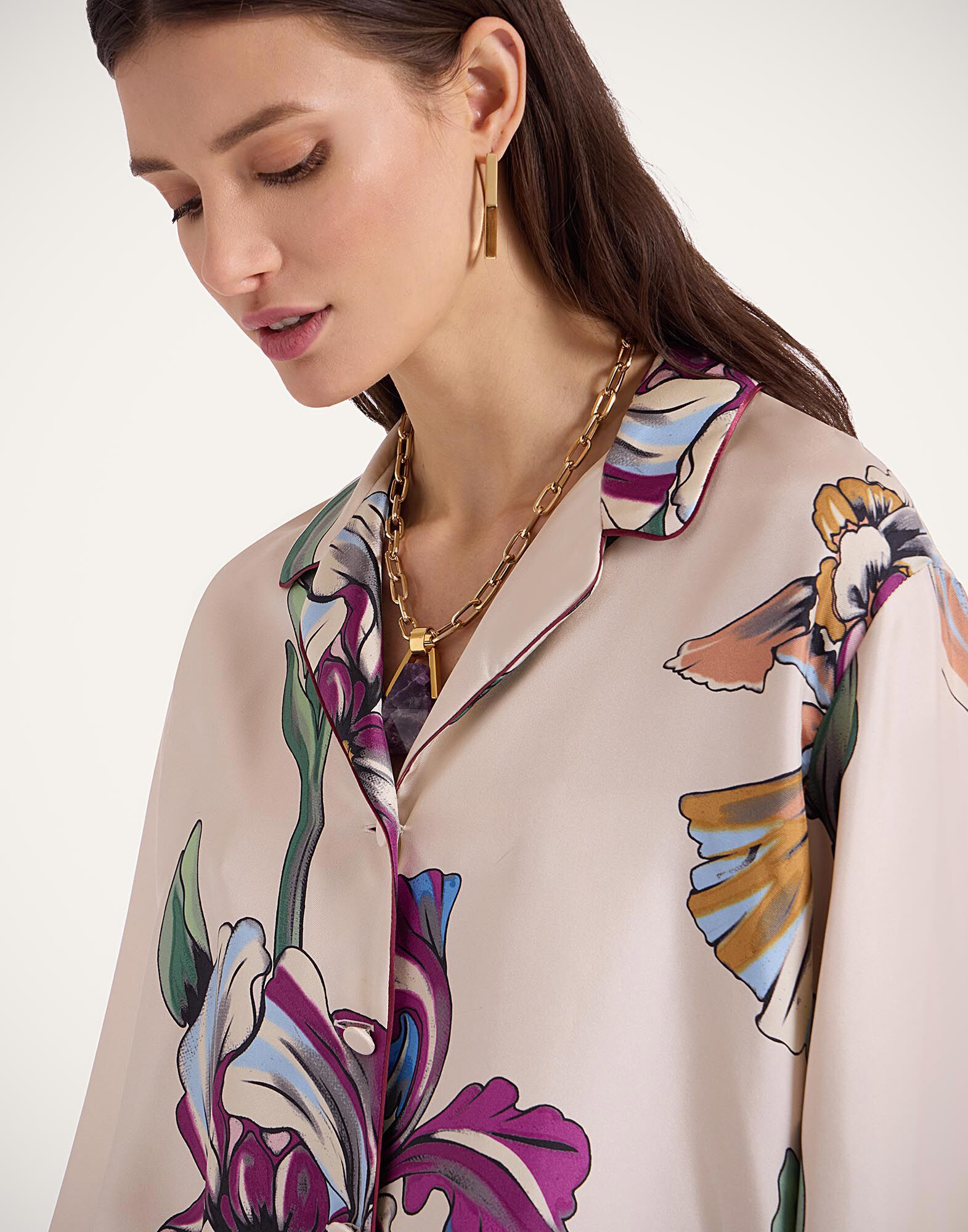 La DoubleJ Pajama Shirt Iris Ivory SHI0077SIL001IRS01WH04