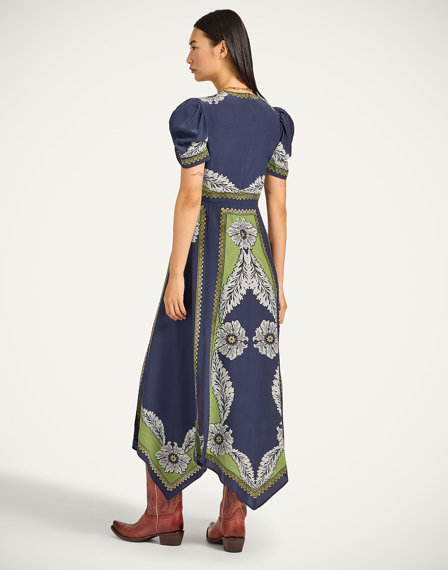Cherie Scarf Dress in Bounty Placée Navy for Women | La DoubleJ US