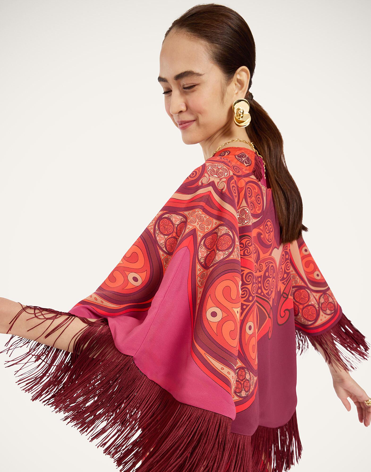 La DoubleJ Mini Poncho Alchemy Plac&eacute;e Dark Red SCA0077VIS036ALC03RE40
