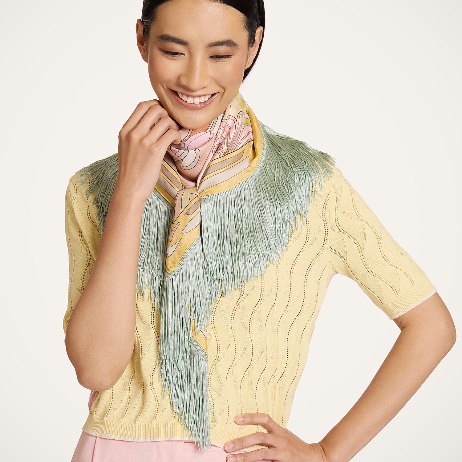 La Double J Reversible Fringe Foulard 90
