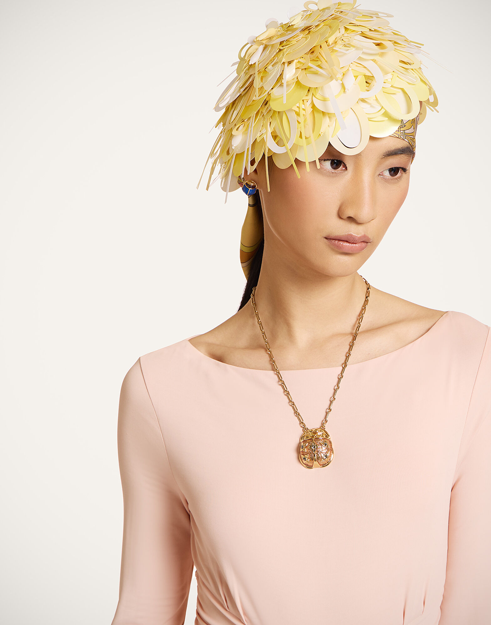 La DoubleJ Paillette Hat Solid Yellow HAT0045PAI019SOLIDYE02