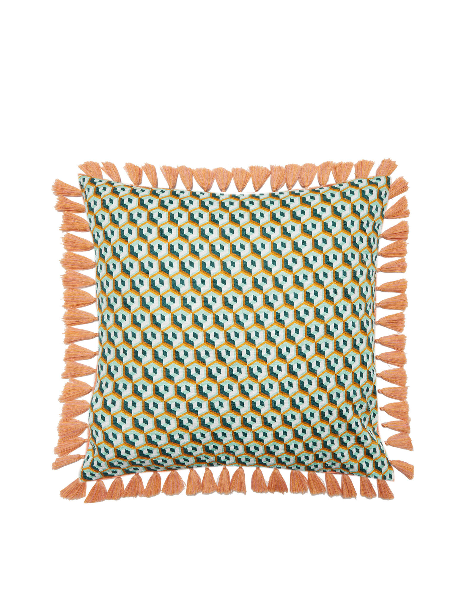 La DoubleJ Cushion With Fringes (50X50) Cubi Verde CUS0009COT005CUB0007