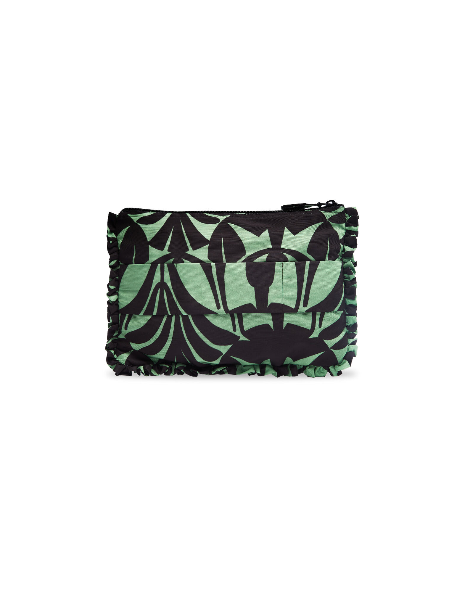 La DoubleJ floral-print zipped clutch bag - Green
