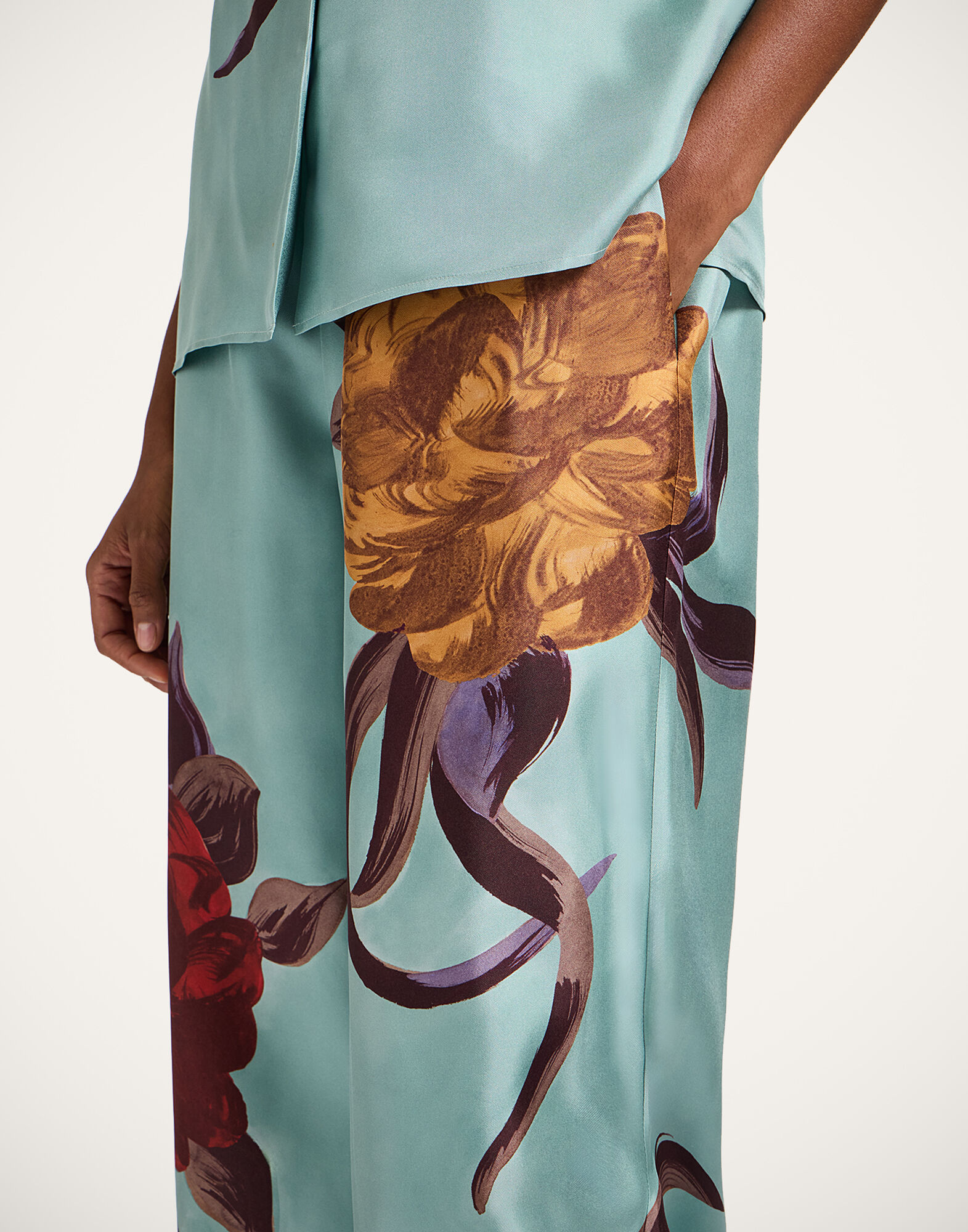 La DoubleJ Palazzo Pants Peony Plac&eacute;e Light Blue TRO0026SIL001PEO06BU01