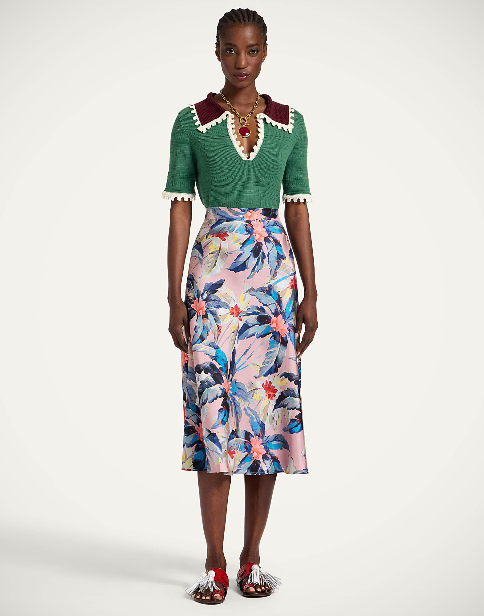 La DoubleJ Lungomare Skirt Maxi Tropicana Mauve SKI0089SIL001TRC01PU06