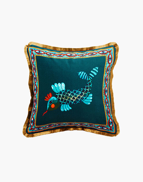 La DoubleJ Velvet Cushion (48X48) Fish Friend CUS0012VEL001HLE0016
