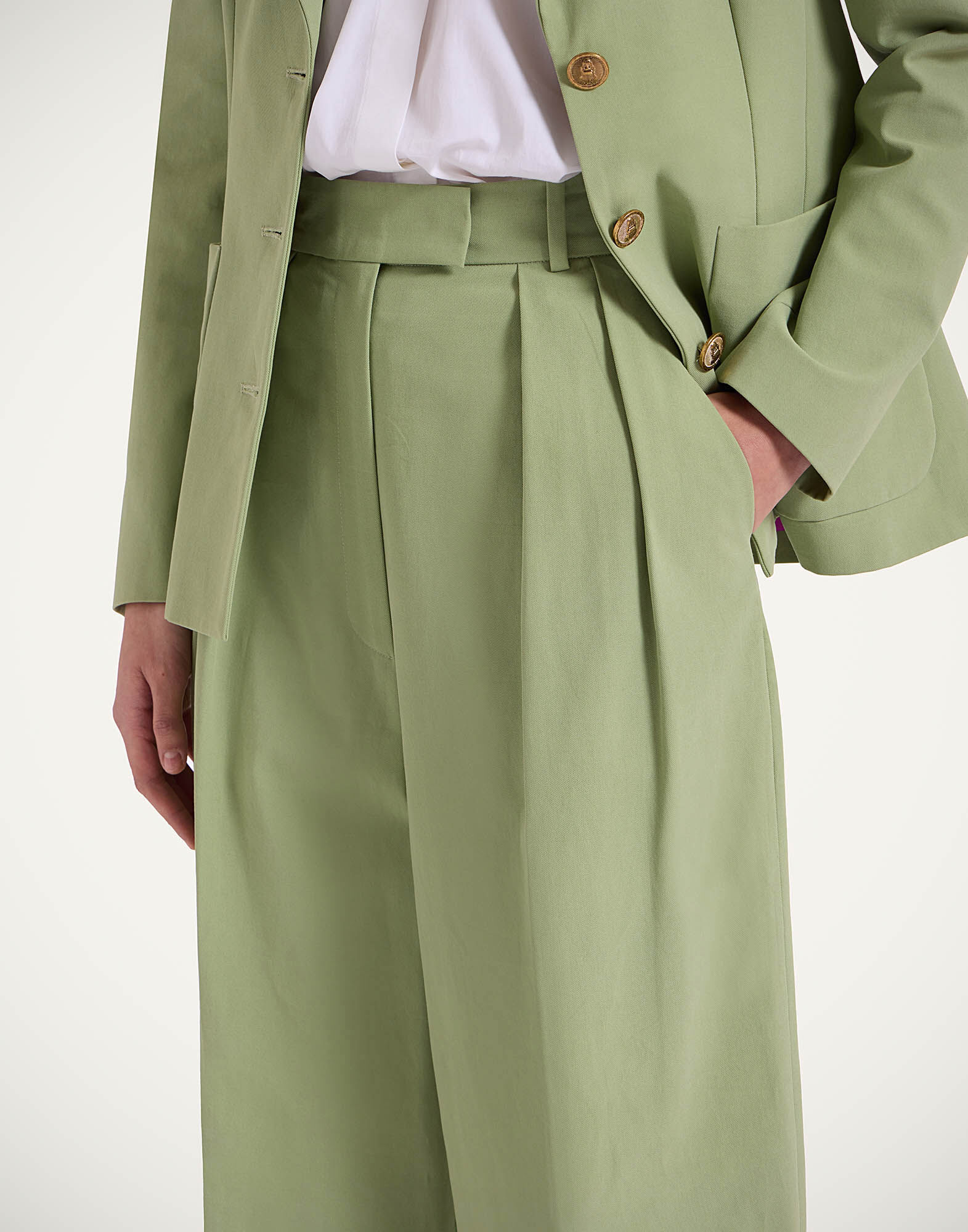 La DoubleJ Brooklyn Pants Solid Green TRO0156COT070SOLIDGR06