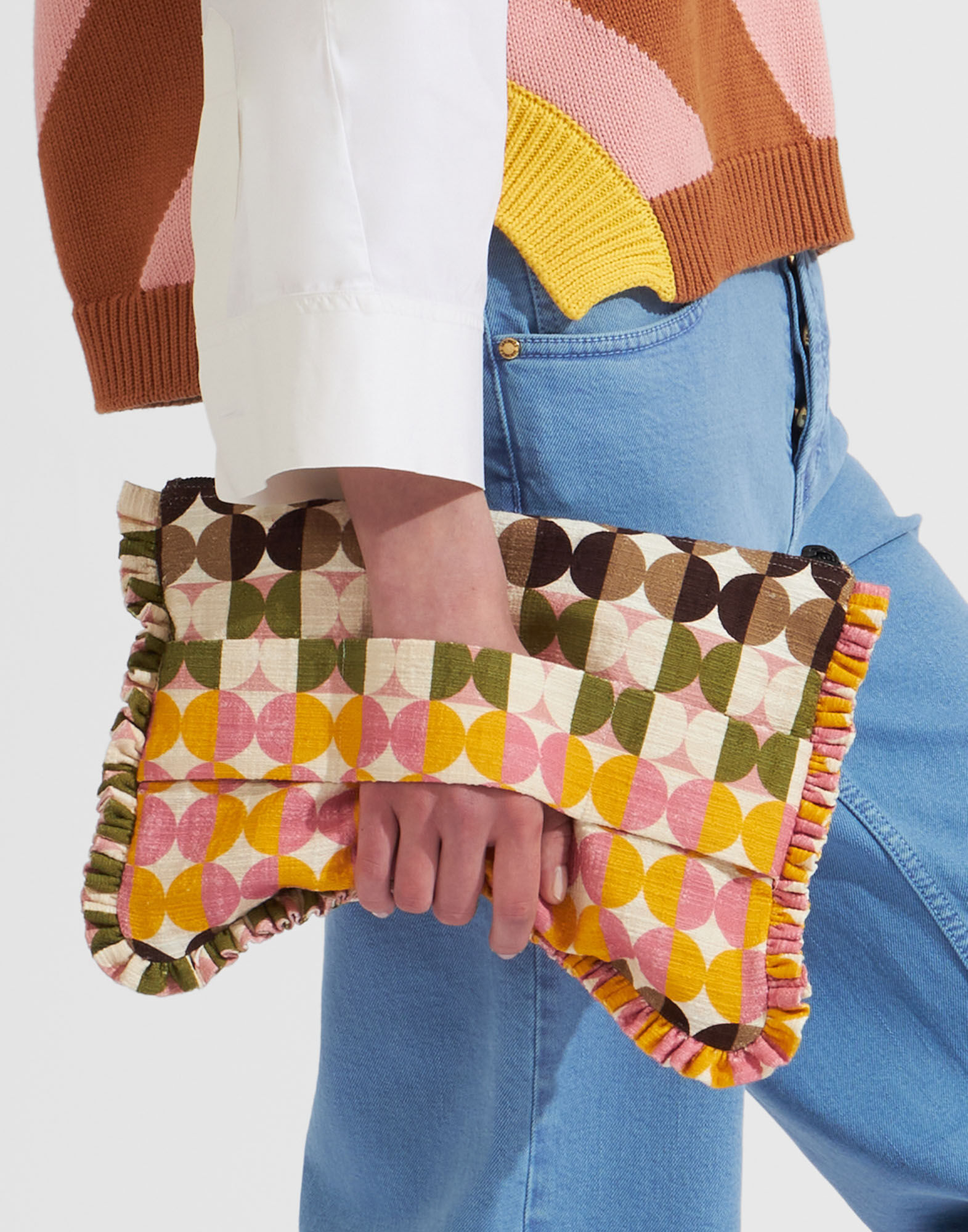 La DoubleJ Hand Pochette Mezzaluna Chocolate BAG0002COT005MEZ01BR07