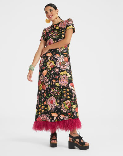 Swing Dress (With Feathers) in Eden for Women | La DoubleJ US Swing Dress (With Feathers) in Eden for Women | La DoubleJ US