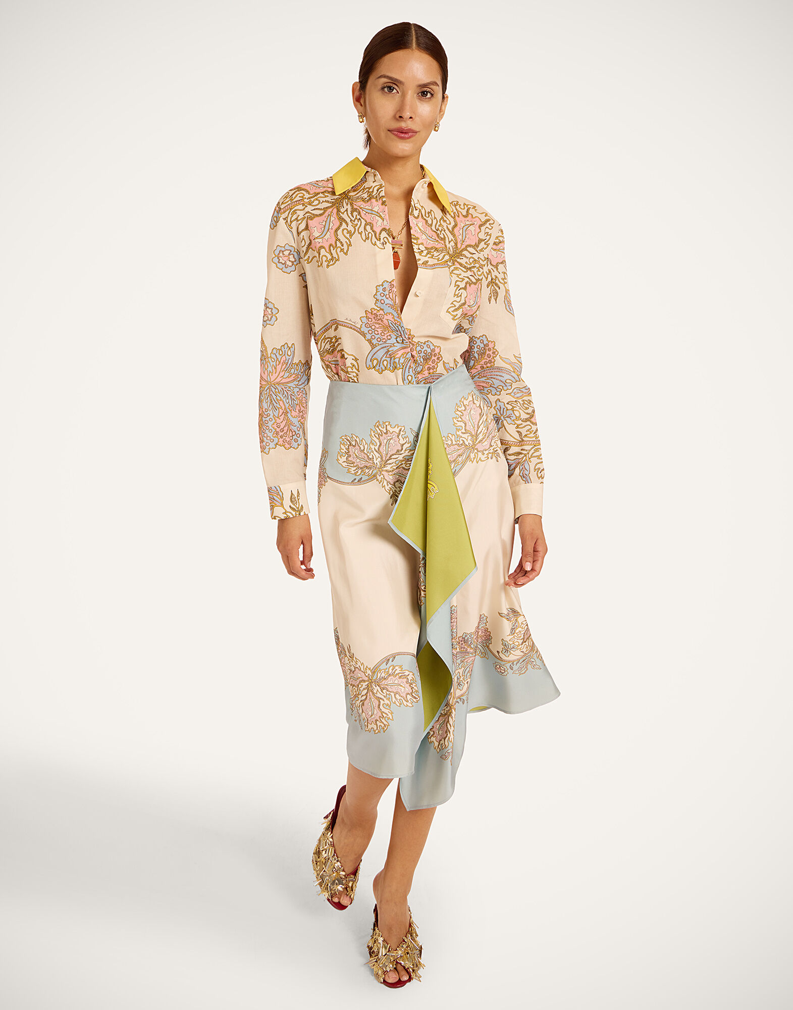 La DoubleJ Scarf Skirt Swathe Plac&eacute;e Ivory SKI0160SIL006SWA03WH04