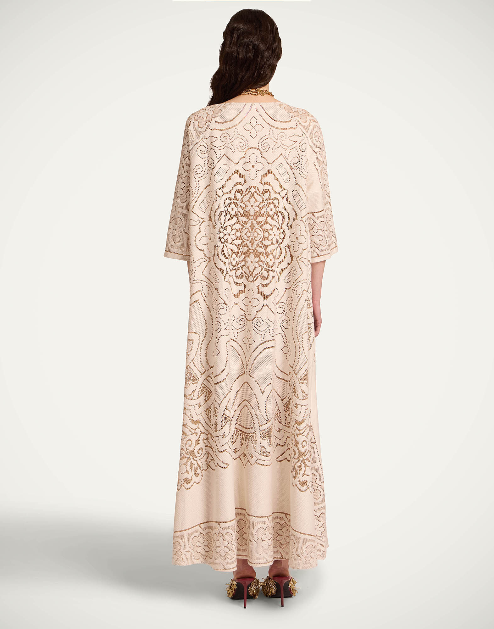 La DoubleJ Lacey Muumuu Dress Solid White Smoke DRE0632EMB006SOLIDWH02