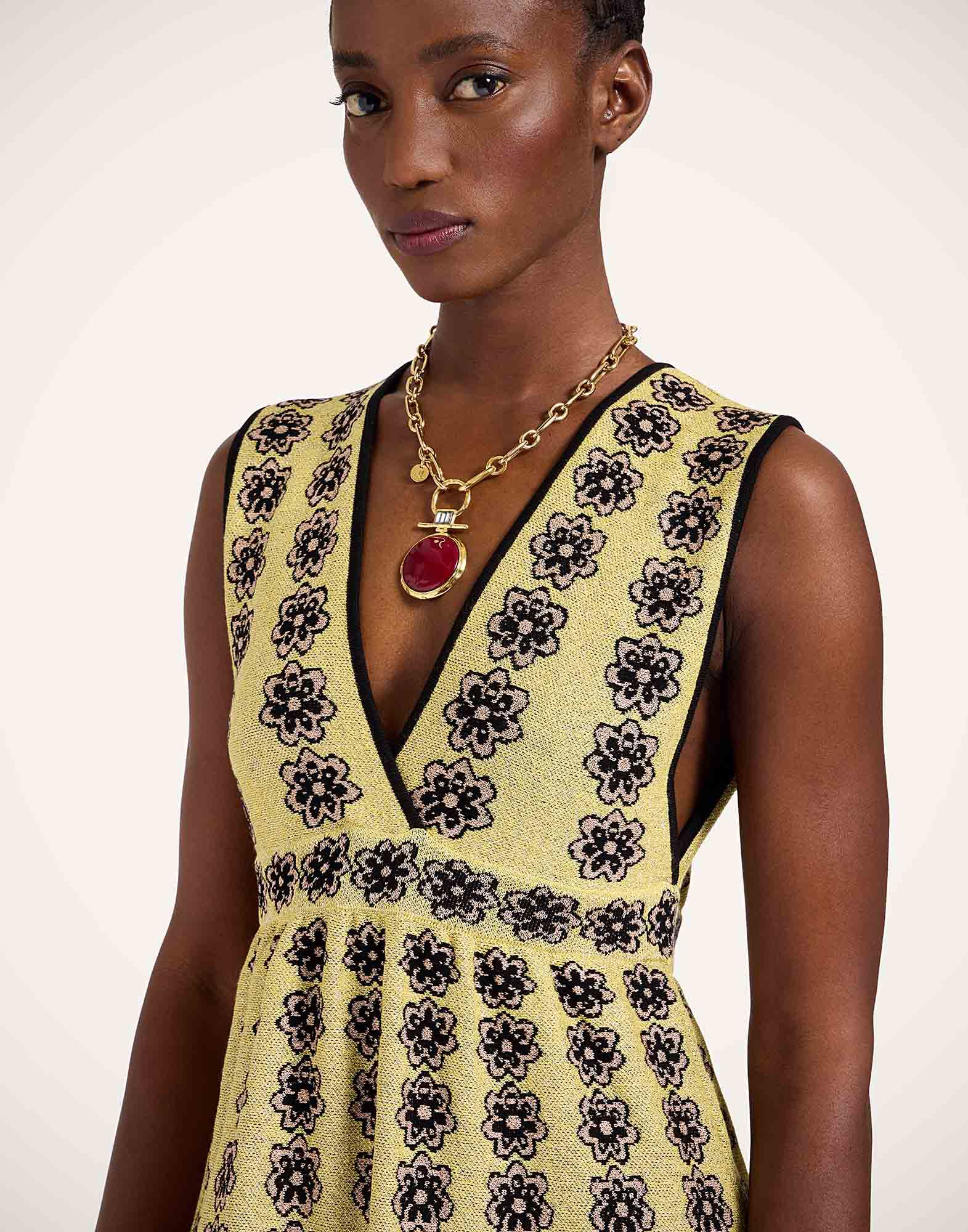 La DoubleJ Caper Dress Multicolor Gold & Pink DRE0919KNI162VA381PI01