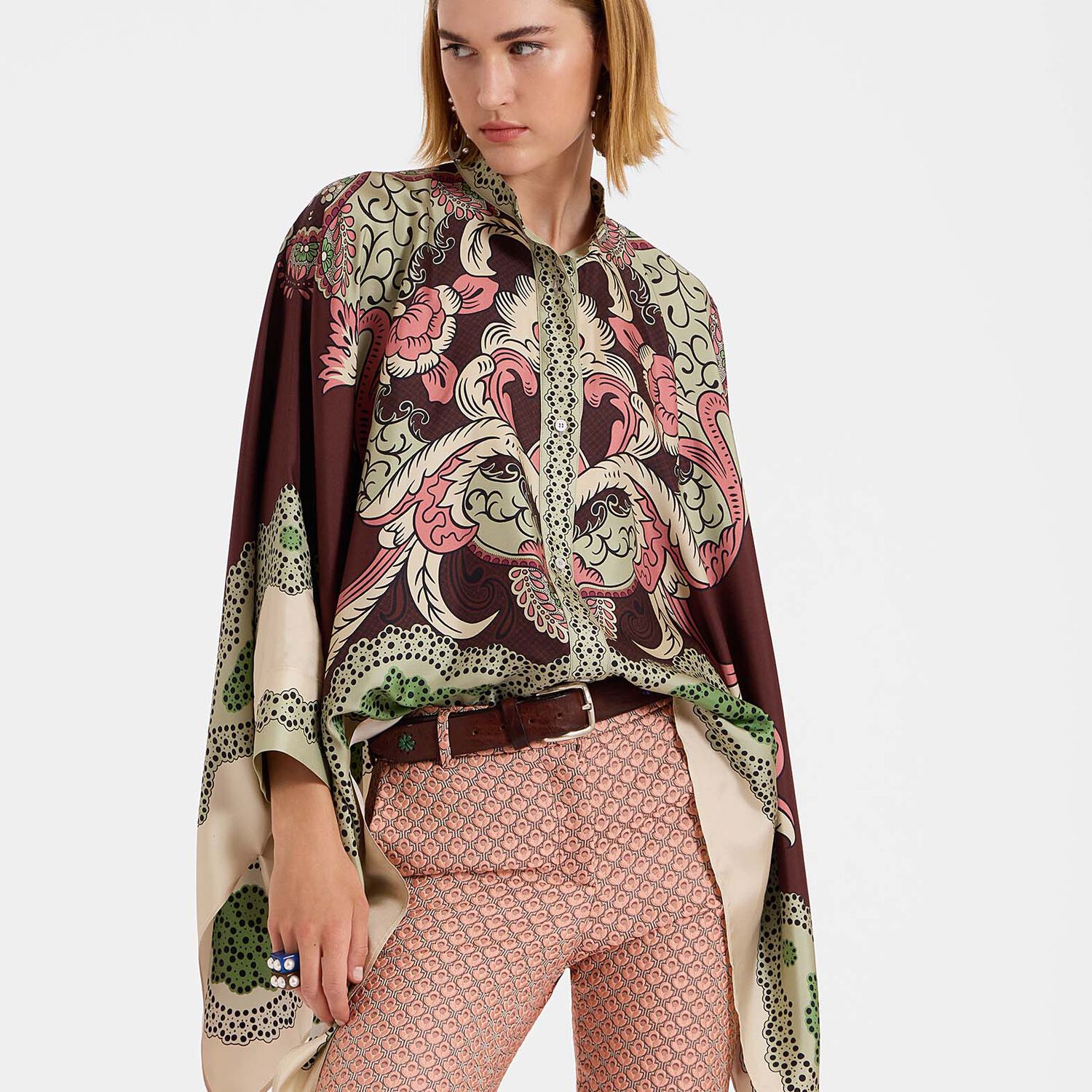 Shop La Doublej Foulard Shirt In Portal Placée Brown