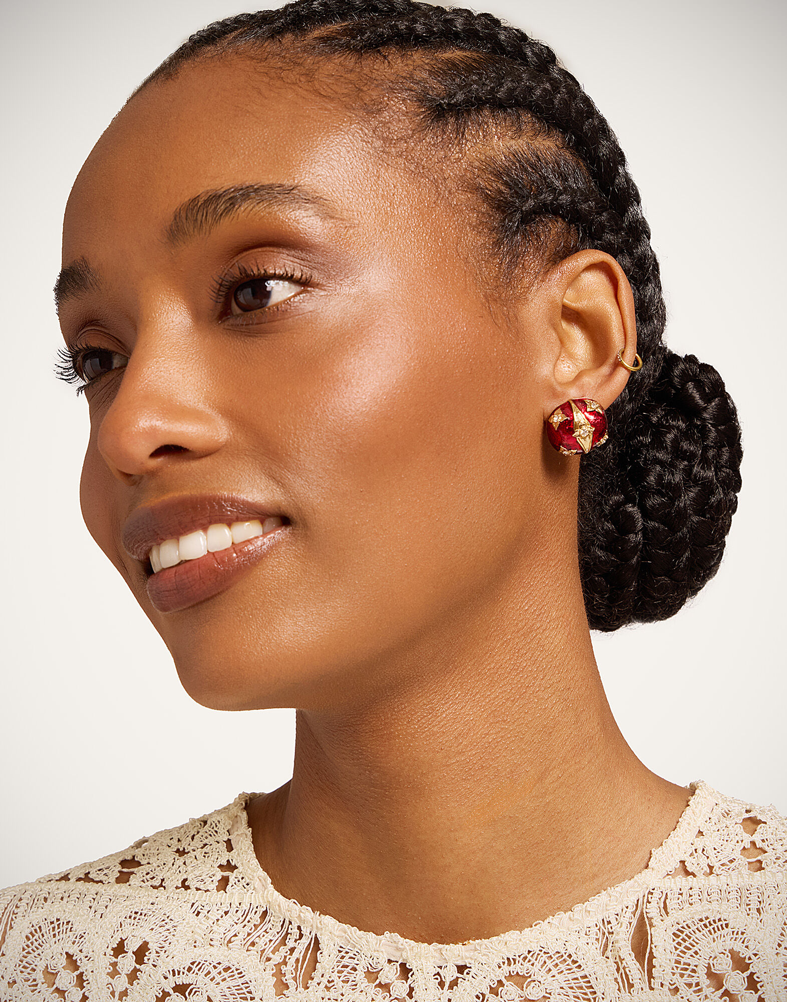 La DoubleJ Lady Scarab Earrings 24K Gold Plate & Rhinestone EAR0068MET002SOLIDRE01