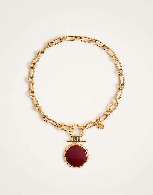 La DoubleJ Shen Loop Necklace 24k Gold Plate & Red Enamel NEC0024BRA003SOLIDRE02