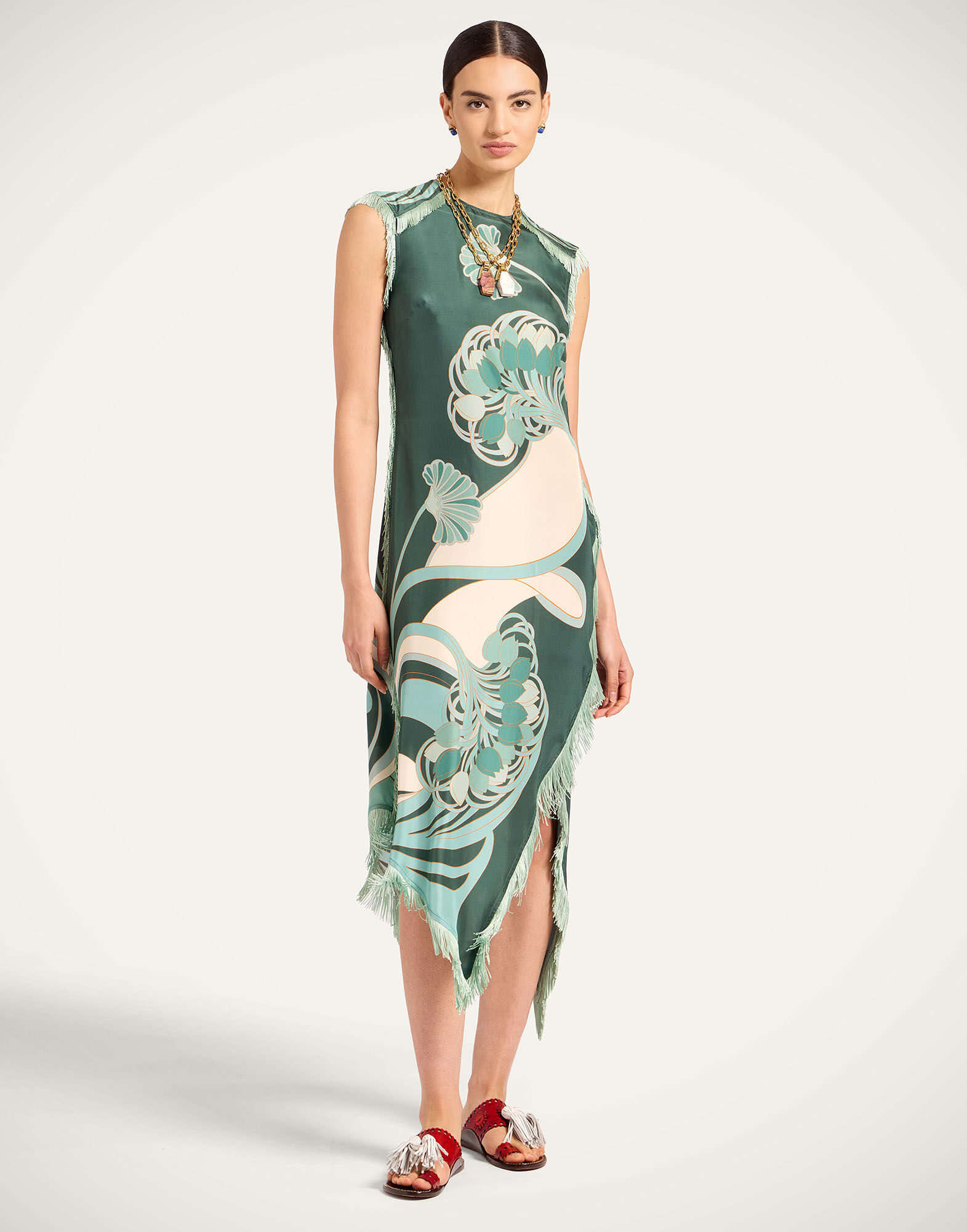 La DoubleJ Scarf Dress Blooming Tulip Plac&eacute;e Dark Green DRE0964SIL009BTU01GR03