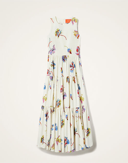 La DoubleJ Sleeveless Big Dress Infiorata White DRE0185COT039INF01WH01