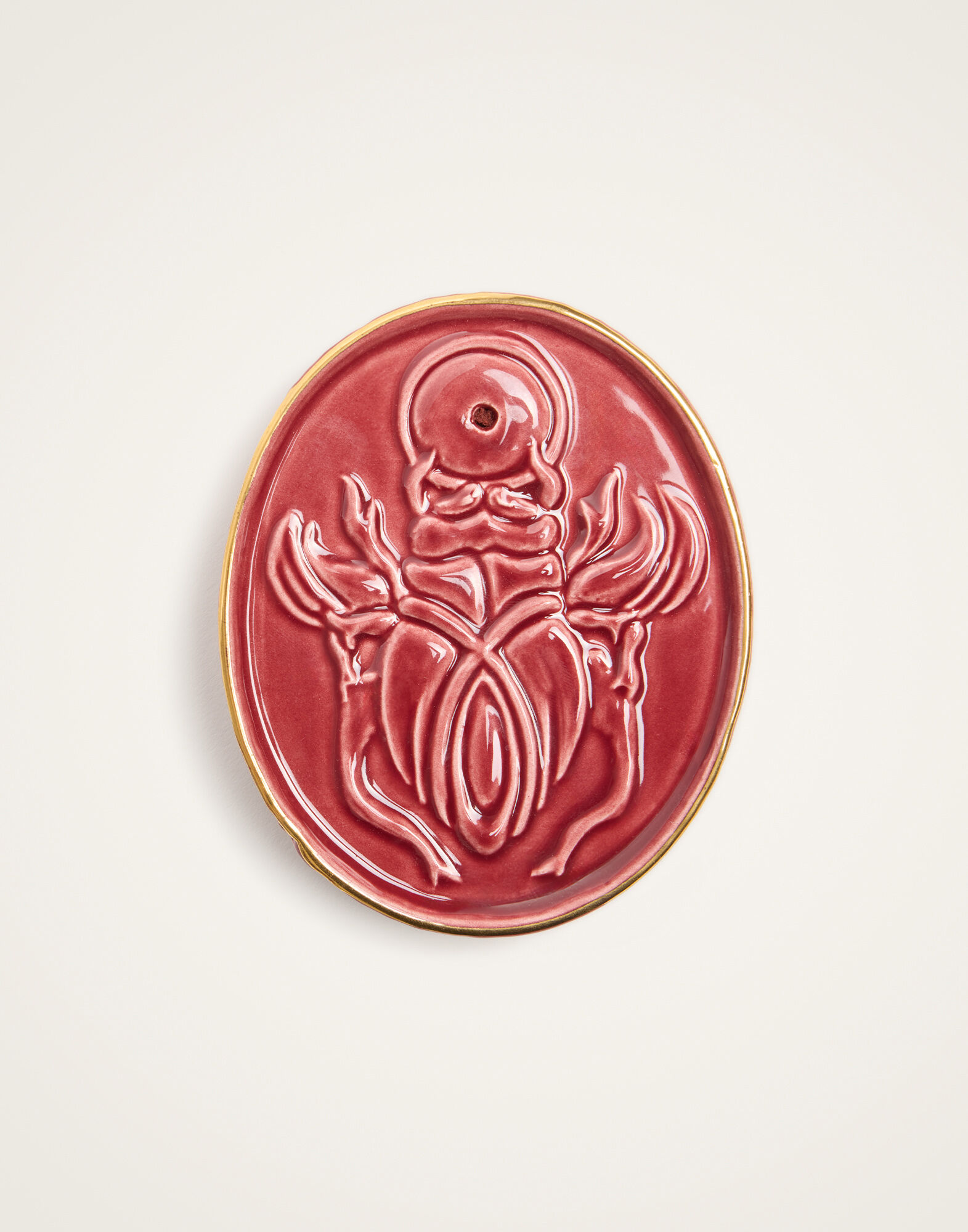 La DoubleJ Oval Incense Holder Scarab Bordeaux OTC0007CER004SCA01RE02