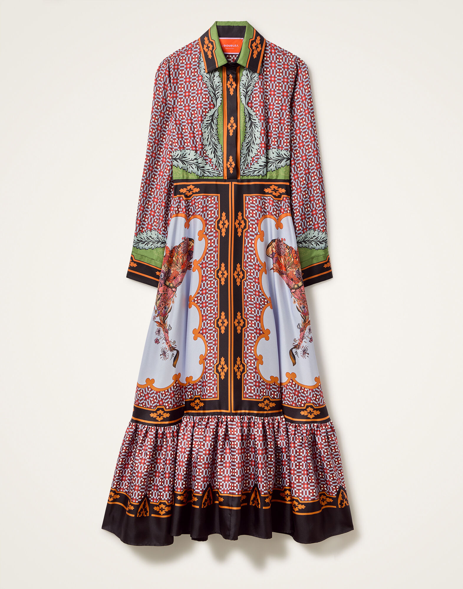 La DoubleJ Long Sleeves San Pietro Dress Mariposa Plac&eacute;e Celeste DRE0969SIL006MAR07BU12