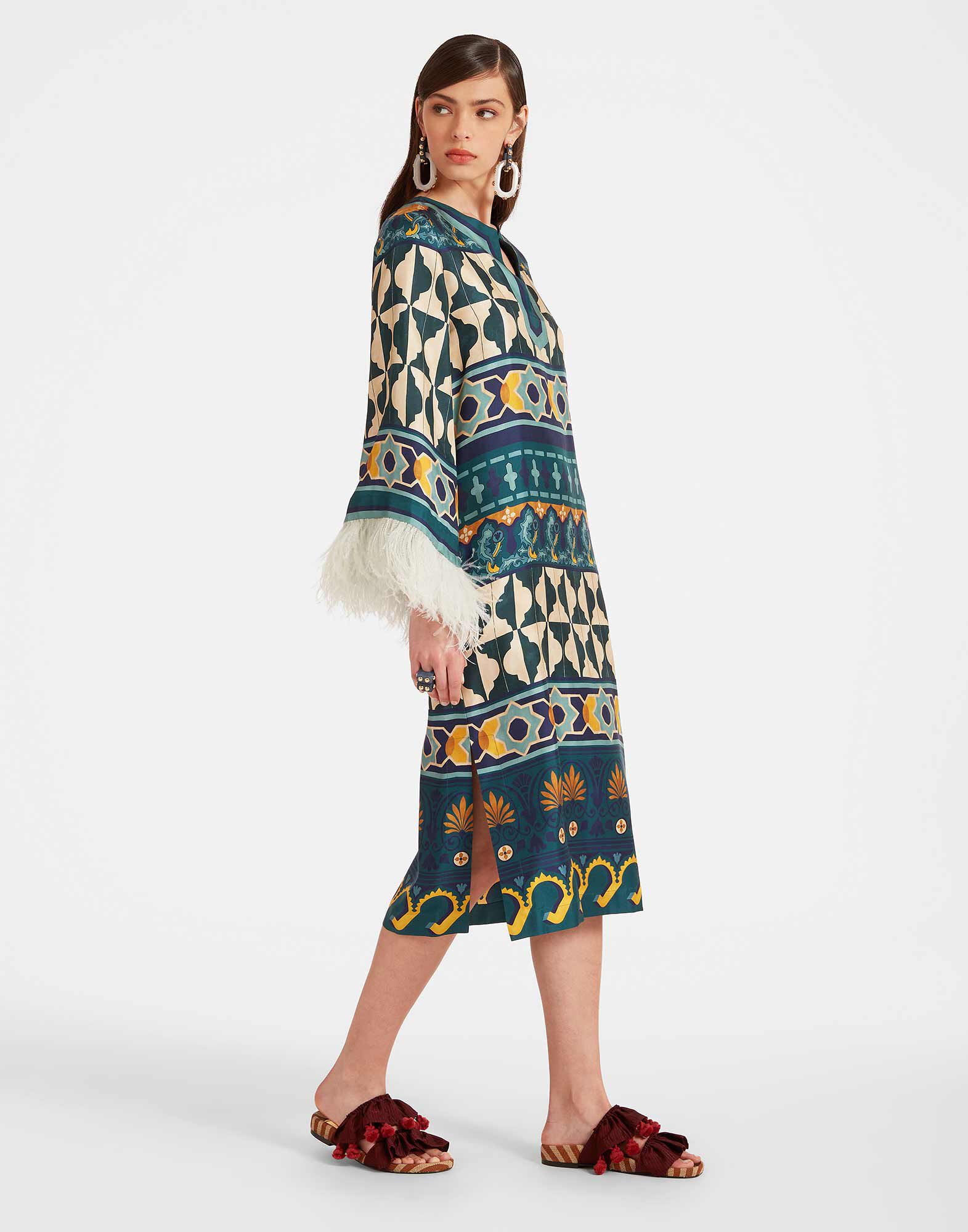 La DoubleJ The Kaftan Casareale Plac&egrave;e Emerald DRE0552SIL001REA01GR04