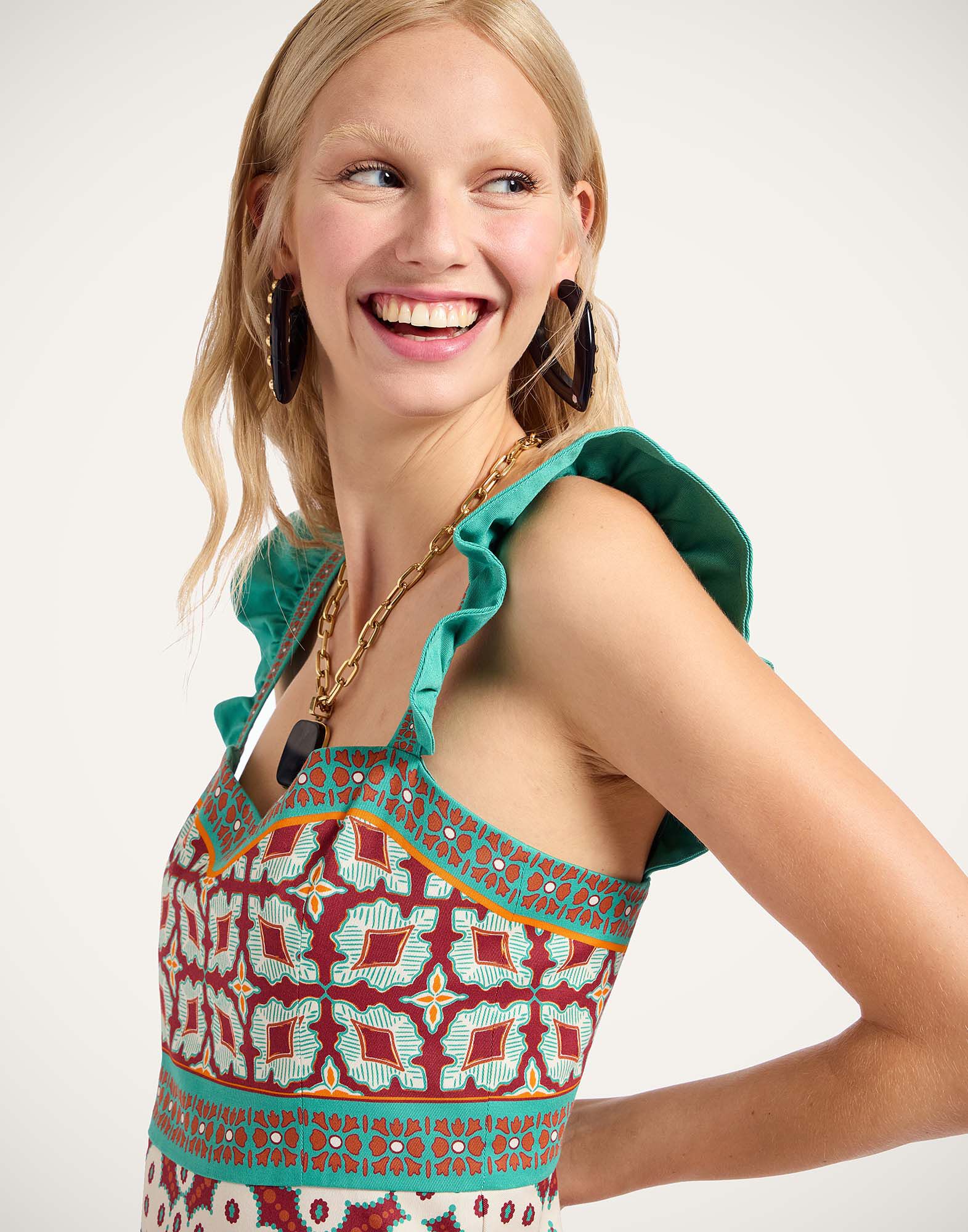 La DoubleJ Mini Gingerbread Dress Pagoda Plac&eacute;e Rust DRE0859COT037PAG01OR04