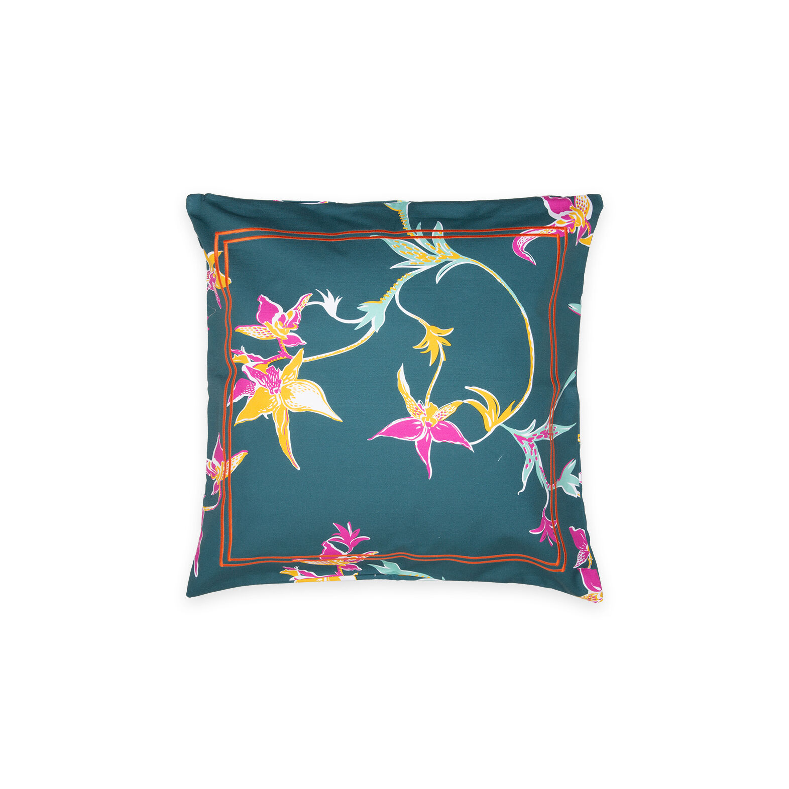 La DoubleJ Cushion Cover Orchidee Petrolio CUS0001COT011ORC0005