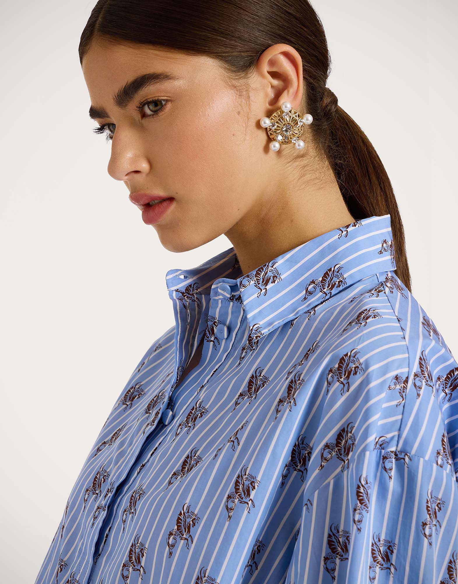 La DoubleJ Poet Shirt Gryphos Light Blue SHI0055COT059GRY03BU01