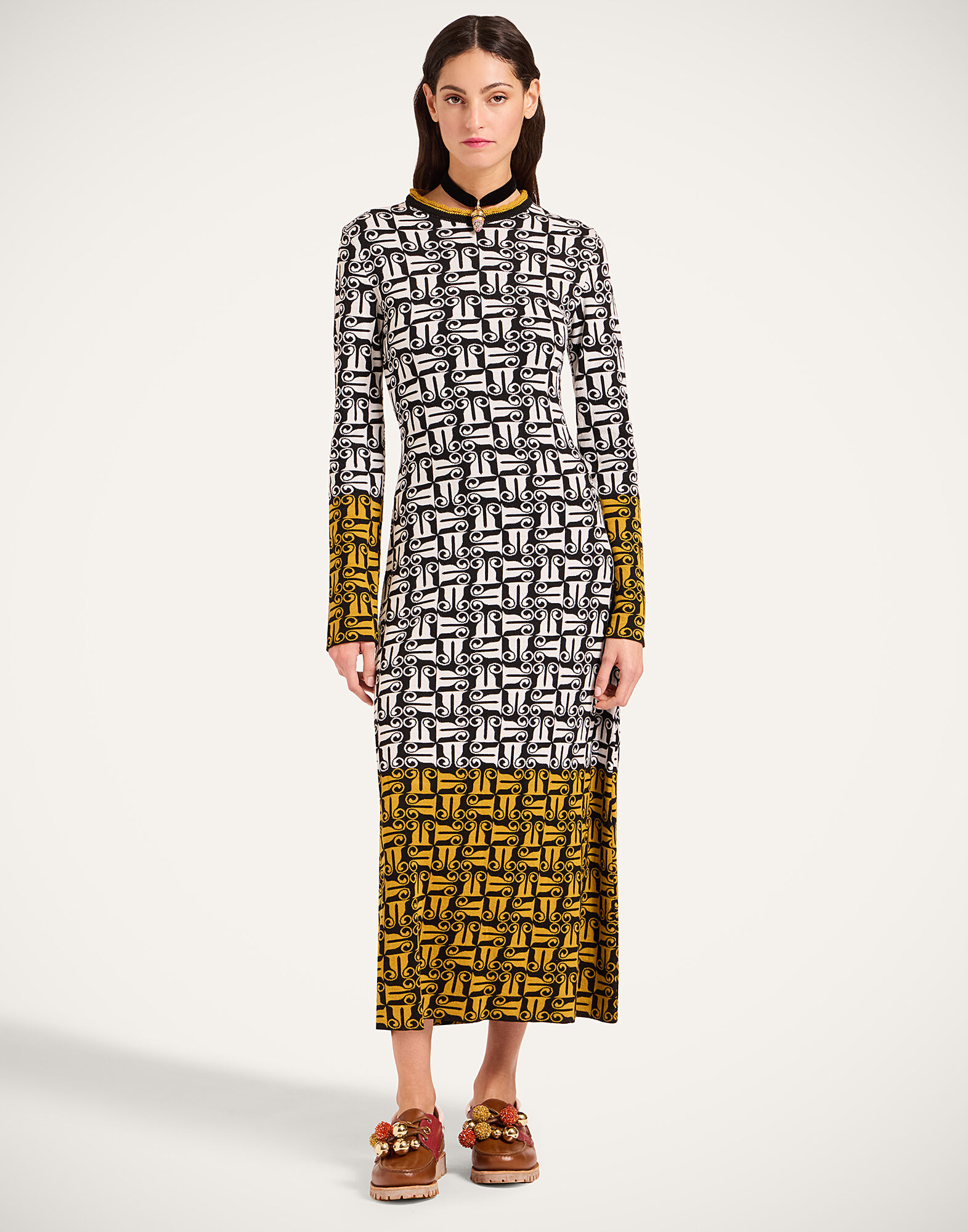 La DoubleJ Knit Swing Dress Black & White DRE1019KNI191VA444BR05