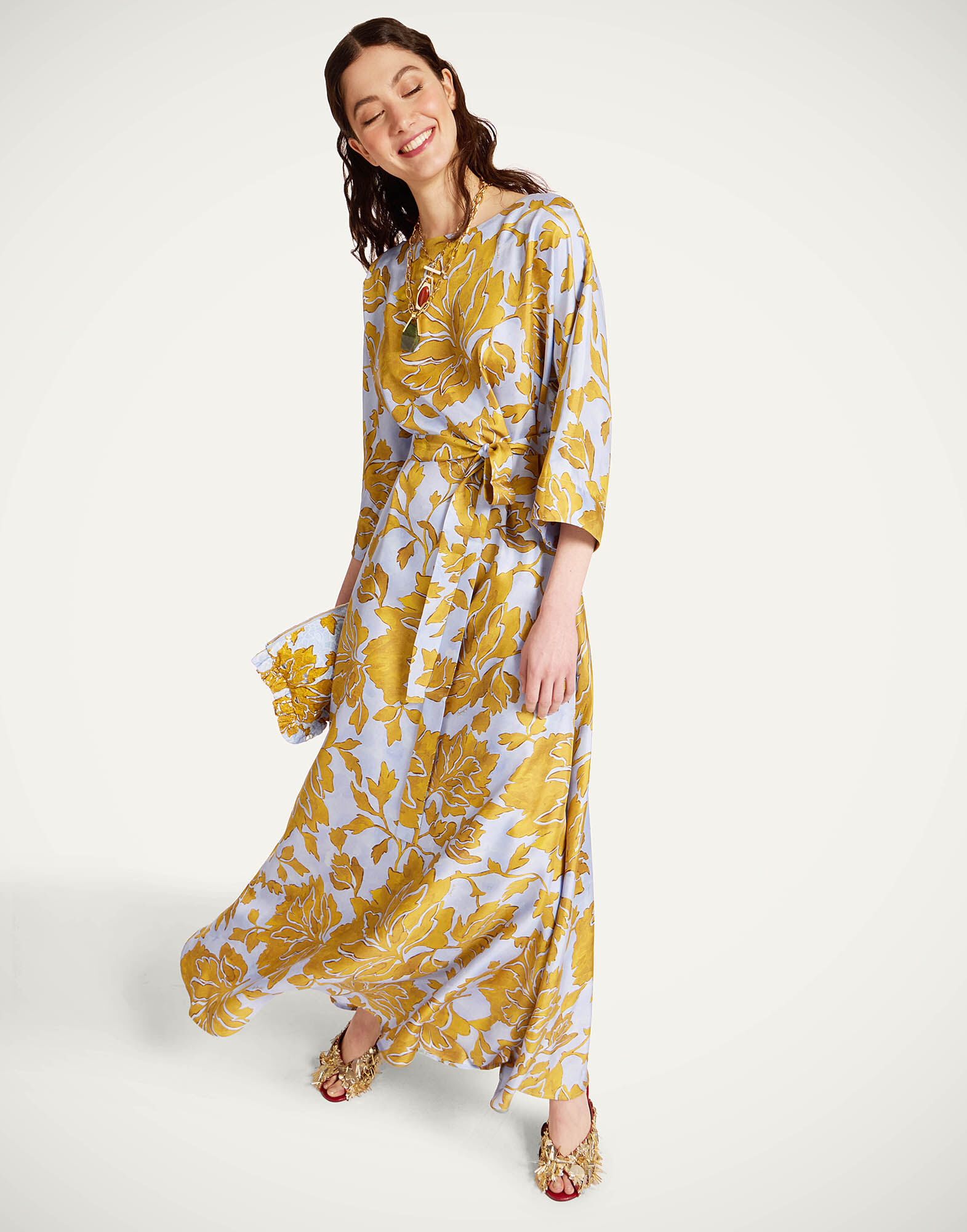 La DoubleJ Muumuu Dress Round Neck Tangle Light Blue DRE0370SIL001TAN01BU01