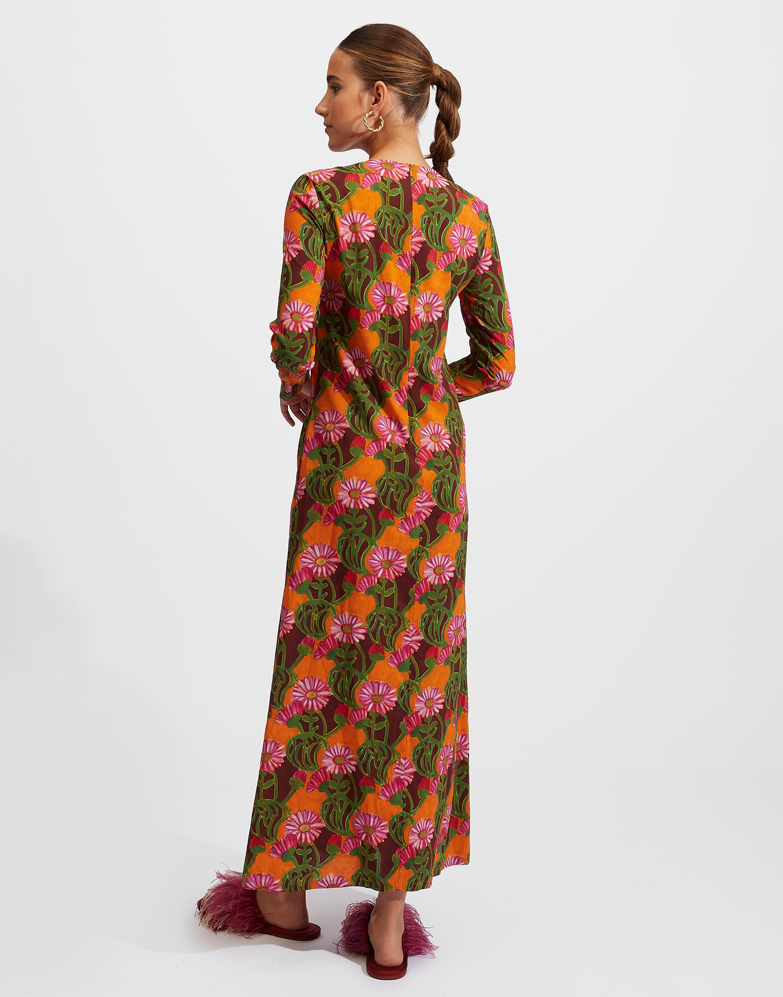 La DoubleJ Long Sleeve Swing Dress Orange Gerber DRE0184VIS001GER0002