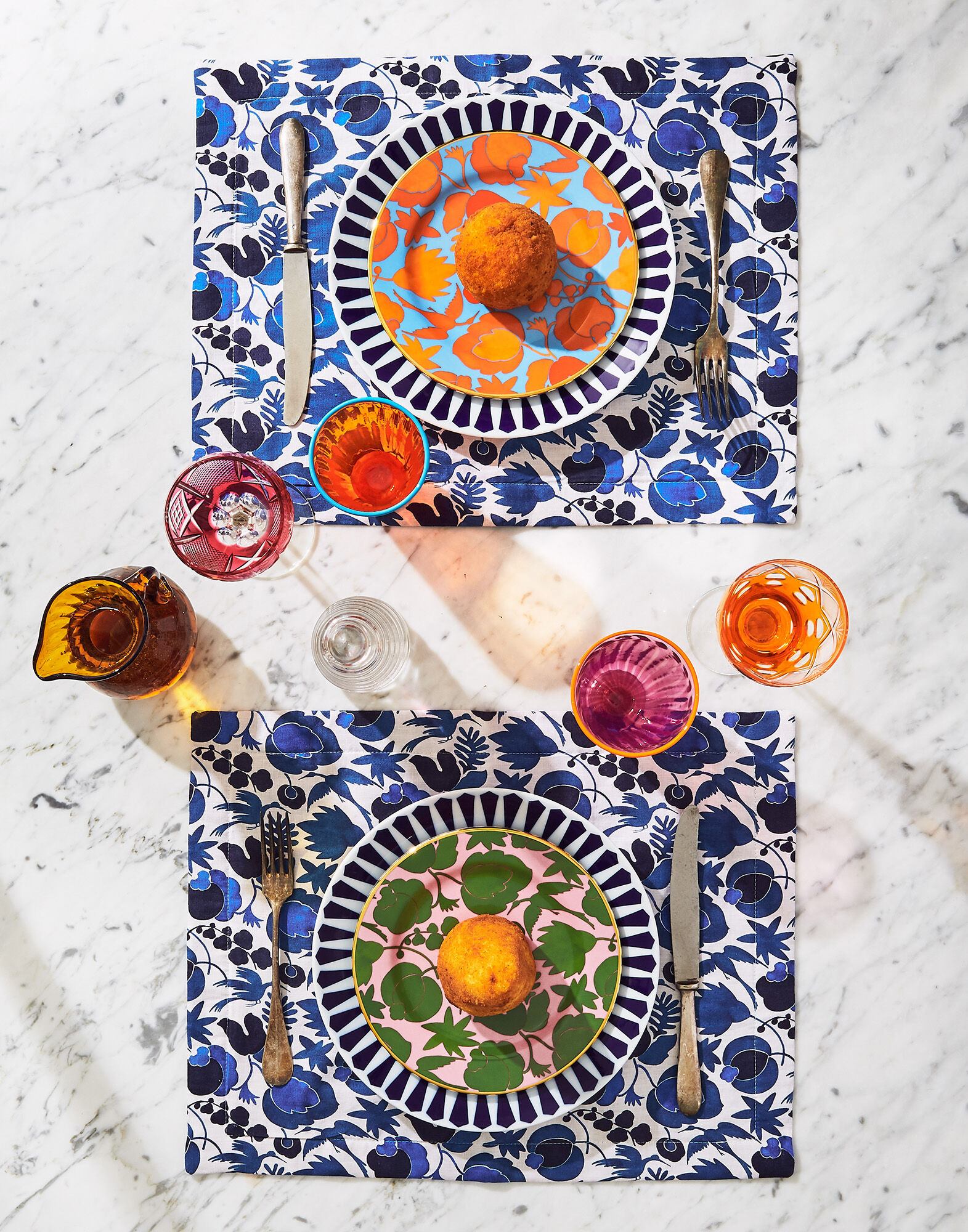 La DoubleJ Placemat Set Of 2 Wildbird Blu Small TBM0001LIN001CER0009