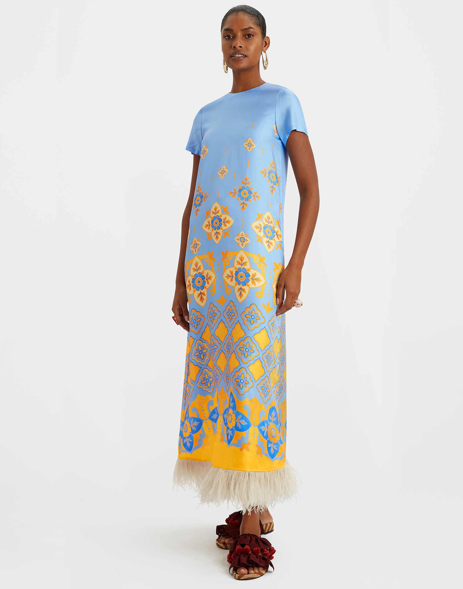 La DoubleJ Swing Dress Partenope Light Blue DRE0316SIL001PRT01BU01