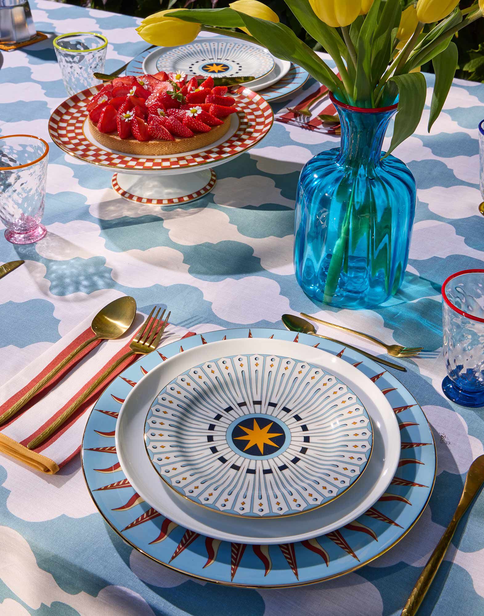 La DoubleJ Dessert Plates Set Of 2 Feria Sky Blue DES0002CER001FER01BU10