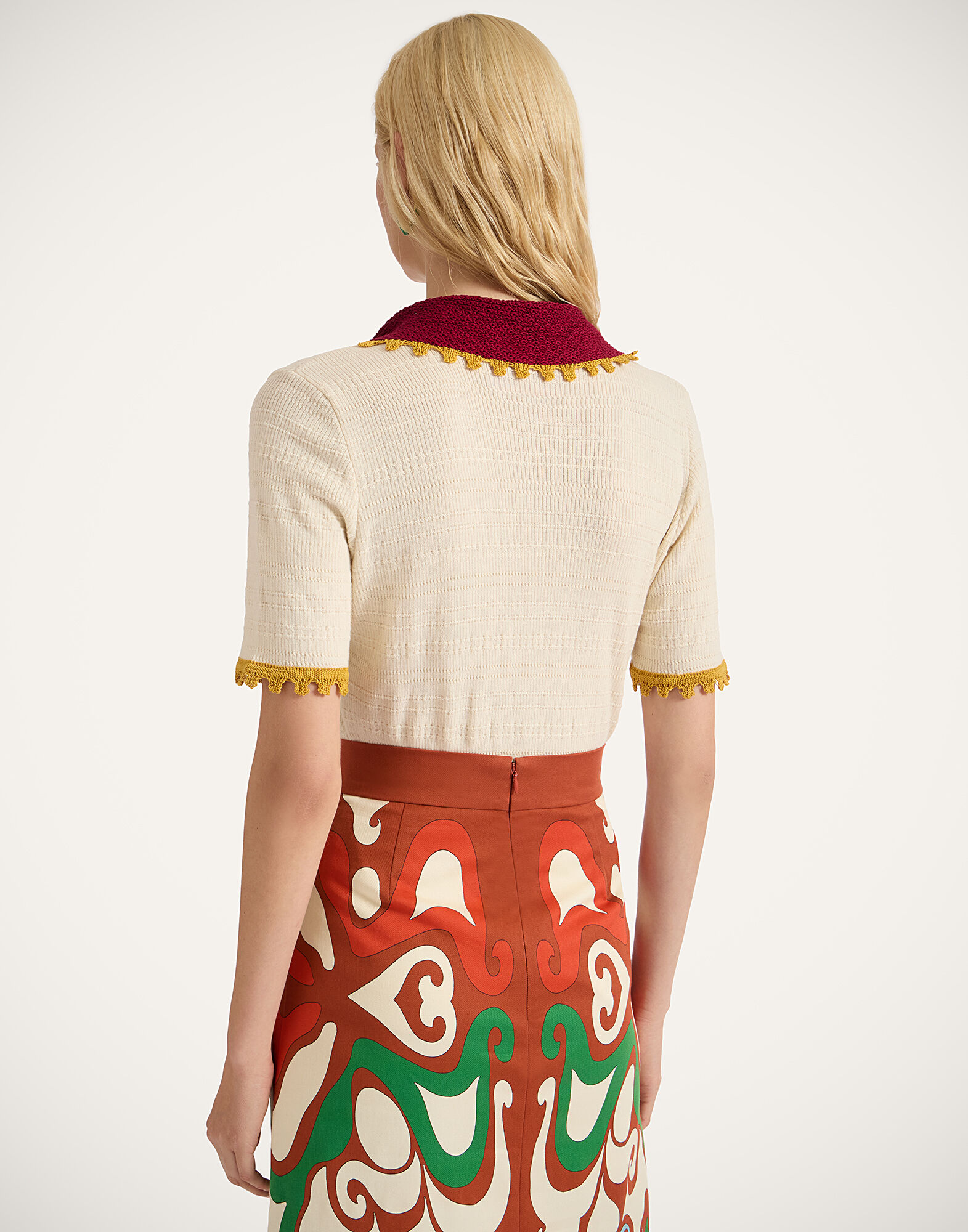 La DoubleJ Picket Polo Top Solid White PUL0273KNI154SOLIDWH01