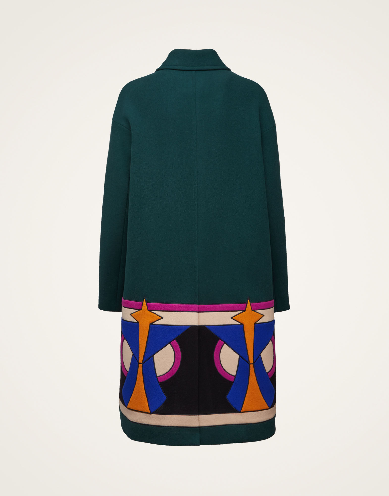 La DoubleJ Boxy Coat Intarsia Dark Green JAC0074WOL012SOLIDGR03