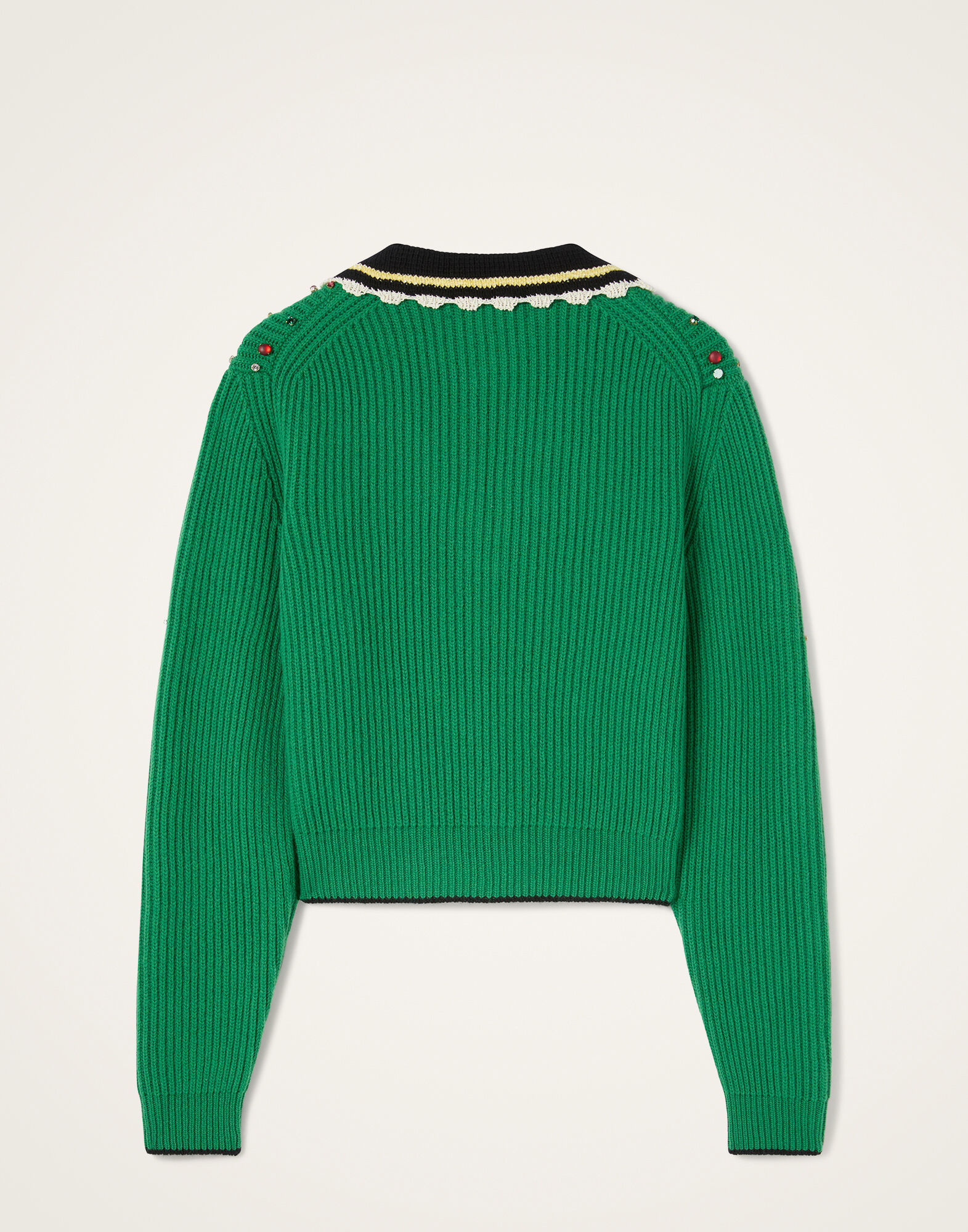 La DoubleJ Picket High Sweater Solid Green PUL0407KNI037SOLIDGR02