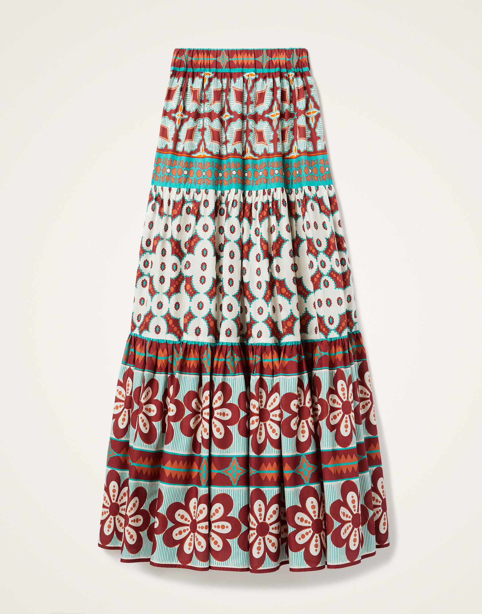 La DoubleJ Big Skirt Pagoda Plac&eacute;e Rust SKI0139COT056PAG01OR04