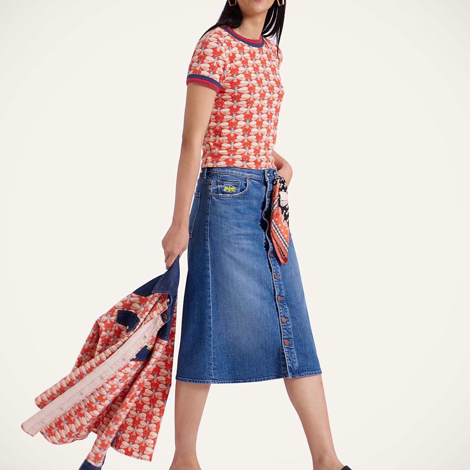 La Double J The Button Front Vagabond Midi Skirt