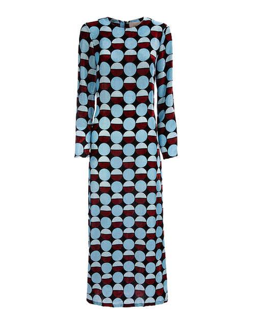 LaDoubleJ Long Sleeve Swing Dress Sfere Azzurro DRE0184VEL004SFE0003