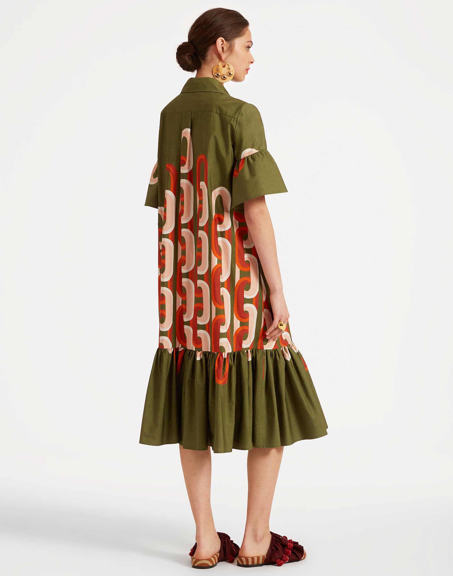 La DoubleJ Choux Midi Dress Prometheus Plac&eacute;e Camouflage DRE0733COT039EUS02GR08